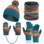 Meajore Kinder Mütze Schal Handschuhe Set für Jungen und Mädchen, Fleece gefüttert