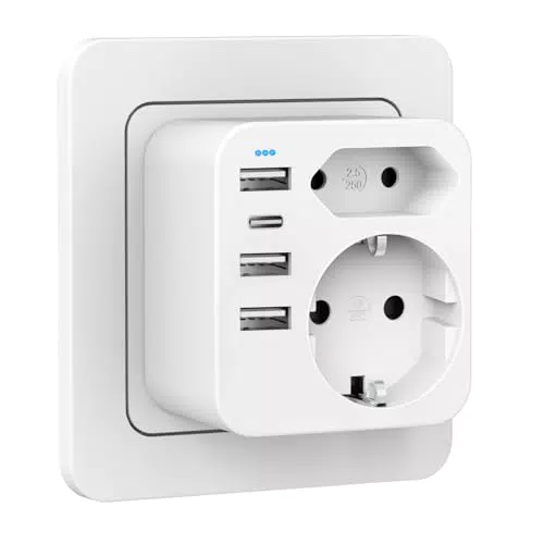 Brandname Mehrfachsteckdose mit USB-C und 3 USB-Anschlüssen für Wandladegerät