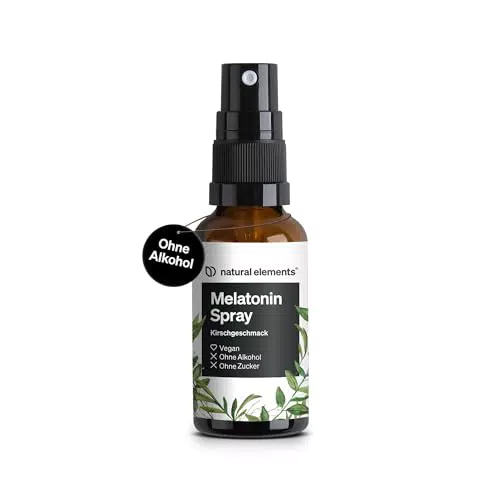 Melatonin Spray Kirsche – 0,5 mg Melatonin, zuckerfrei, vegan, mit B1 und B6
