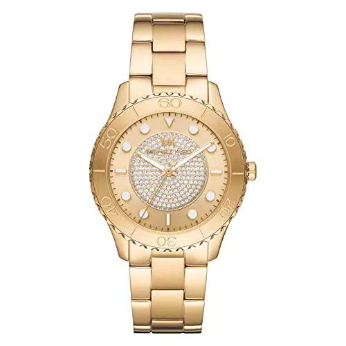 Michael Kors Damen Armbanduhr mit champagnerfarbenem Zifferblatt und Goldarmband