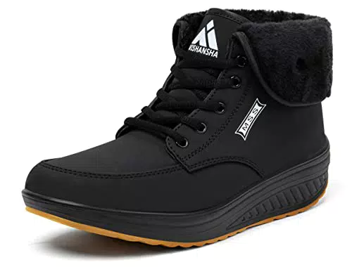 Mishansha Winterschuhe Damen Gefüttert Wasserdicht Keilabsatz Ankle Boots