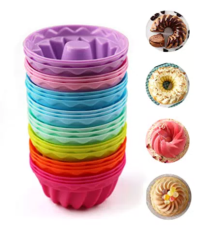 Mini Gugelhupf Backform aus Silikon - Wiederverwendbare Muffinförmchen - Cupcake Klein Kuchenform Ø 6,5cm, Höhe 3,5 cm