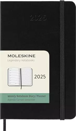 Moleskine Wochenplaner 2025 mit Platz für Notizen, weicher Einband, 13x21 cm