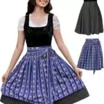 Molirex Dirndlkleid Damen Samt Trachtenkleid Oktoberfest Midi Trachtenmode