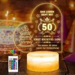 Moocuca 3D Nachtlicht Geschenk zum 50. Geburtstag für Frauen und Mütter