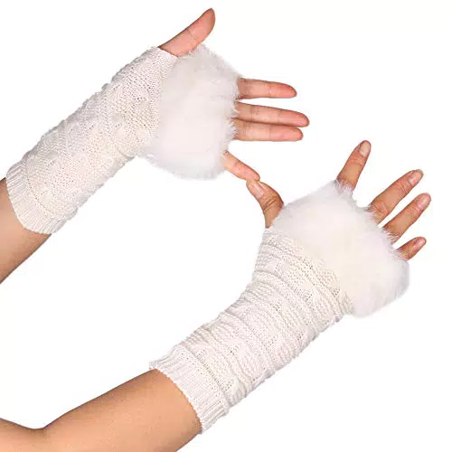 MoreChoice Kunstfell Armstulpen Damen Winterhandschuhe Handwärmer Stulpen