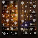 Naler Fensterbilder Weihnachten - Selbstklebende Deko mit Zwerge und Schneeflocken