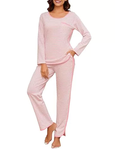 Namatime Damen Pyjama Lang Zweiteiliger Baumwolle Schlafanzug für Schwangere