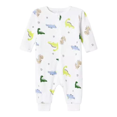 NAME IT Baby Jungen Nighsuit Zip Wild Lime Dino Noos