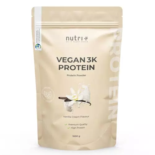 Nutri Vegan Protein Pulver - 81% pflanzliches Eiweiß ohne Zucker, Vanille Geschmack