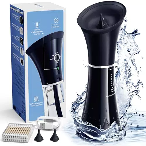 Ohrenschmalz Entferner mit Doppeltank und Smart Wassertemperatursensor, IPX7