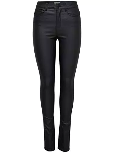 ONLY Damen Beschichtete Skinny Fit Jeans, PU Kunstleder Hose
