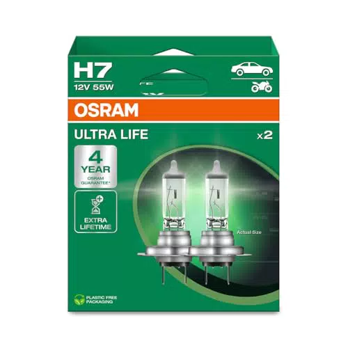Osram ULTRA LIFE H7 Halogen-Scheinwerferlampe 64210ULT für optimale Sicht