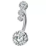 OUFER Belly Bars 14G 316L Edelstahl Bauchpiercing mit klarem CZ