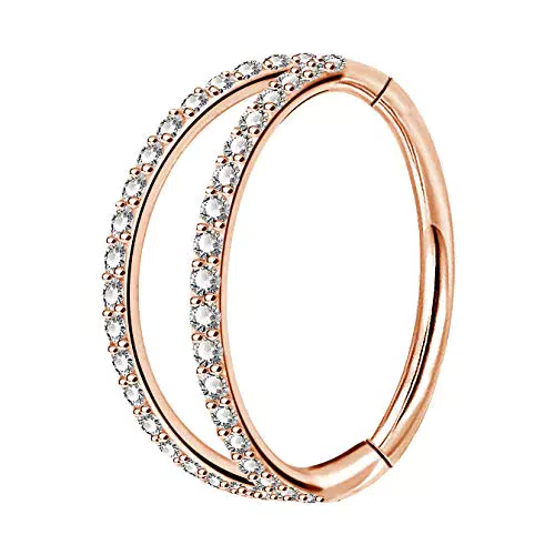 OUFER Nasenring Hoop 20G mit CZ Steinen, 316L Edelstahl Piercing Schmuck