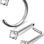 OUFER Titanium Nasenpiercing L-Form Schmuck mit CZ für Nasenpiercings
