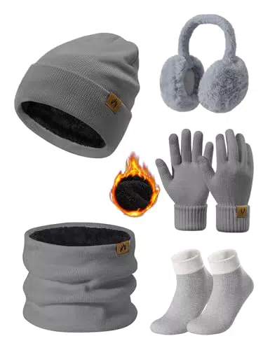 PASUDA Winterset für Damen: Fleece Mütze, Schal und Touchscreen Handschuhe