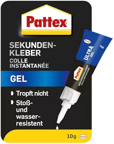 Pattex Sekundenkleber Ultra Gel – Extra starker, flexibler Superkleber für Gummi, Leder, Holz