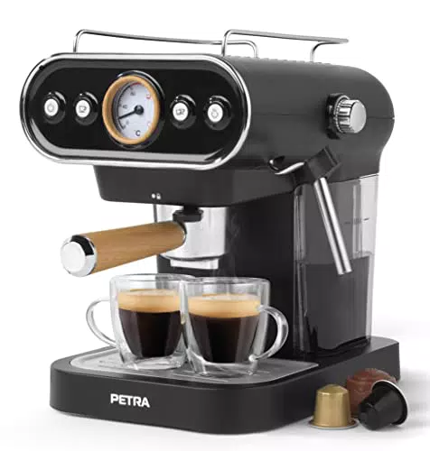 Petra PT5108VDEEU7 3-in-1 Kaffeemaschine mit Milchaufschäumer, 1050W, 19 Bar