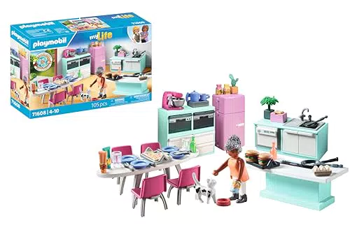 PLAYMOBIL MyLife Küche mit Essplatz – Kreatives Spielzeug für Kinder ab 4 Jahren