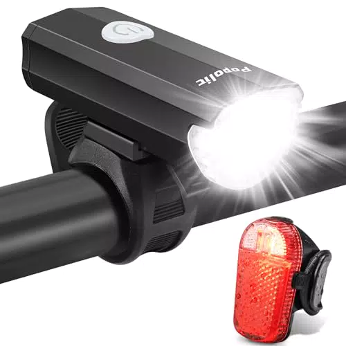 Popolic Fahrradlicht Set - StVZO zugelassen, wasserdicht und wiederaufladbar LED Beleuchtung