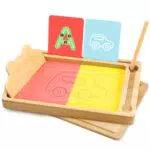 Pourbibi Montessori Sandtablet – Lernspielzeug aus Holz für Kinder ab 3 Jahren