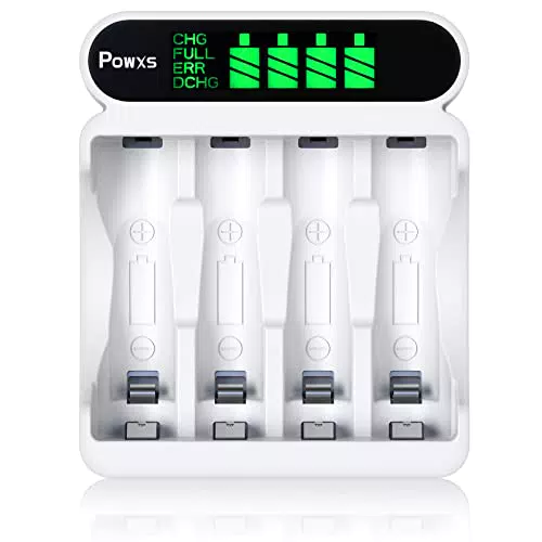 POWXS Akku Ladegerät für NI-MH AA AAA mit LCD Anzeige und Schnellladung