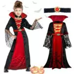Purpledi Vampir Kostüm für Mädchen – Halloween Kostüm für Fasching und Mottoparty