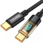 RAVIAD 100W USB C auf USB C Kabel 1.2M 5A Schnellladekabel mit LED für iPhone und Samsung