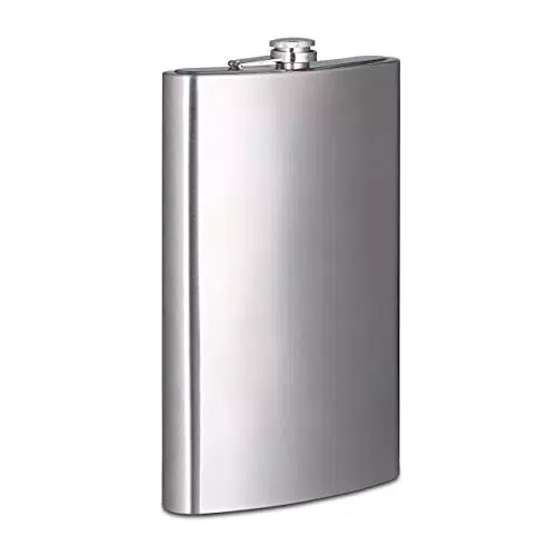 Relaxdays Flachmann XXL aus Edelstahl mit 1,8l Fassungsvermögen, klassisches Design