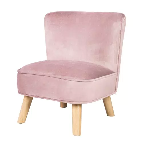 roba Kindersessel Lil Sofa - Bequemer Sessel für Mädchen & Jungen - Stabile Holzfüße - für Baby & Kinderzimmer - Stoff aus Samt - Rosa