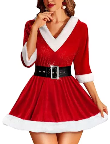 RSLOVE Weihnachts Dessous für Frauen - Sexy Santa Kostüm Babydoll