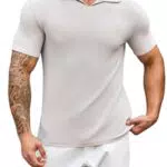 Runcati Herren Muskel Poloshirt V-Ausschnitt Kurzarm für Golf und Freizeit
