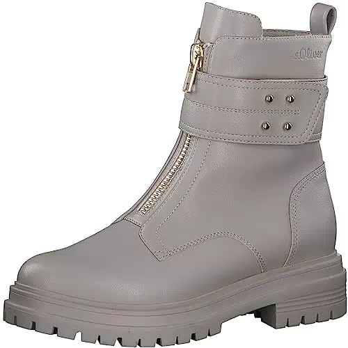 s.Oliver Damen Stiefeletten ohne Absatz aus Kunstleder mit Reißverschluss