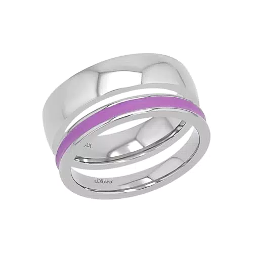 s.Oliver Damen Ring aus Edelstahl in Lila - Schmuck Geschenkbox inklusive