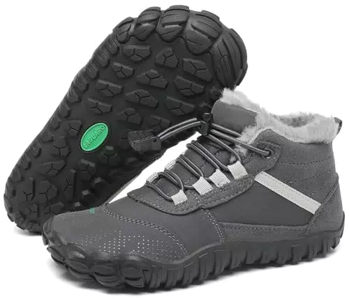 SAGUARO Kinder Winter Barfußschuhe Warm Gefüttert Rutschfest für Wandern