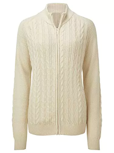 Saodimallsu Damen Strickjacke Langarm Reißverschluss Cardigan Zopfmuster
