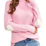 Saodimallsu Strickpullover Damen Herzform Rollkragenpullover Herbst Winter