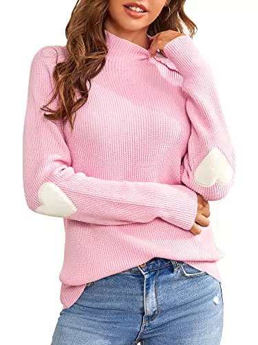 Saodimallsu Strickpullover Damen Herzform Rollkragenpullover Herbst Winter