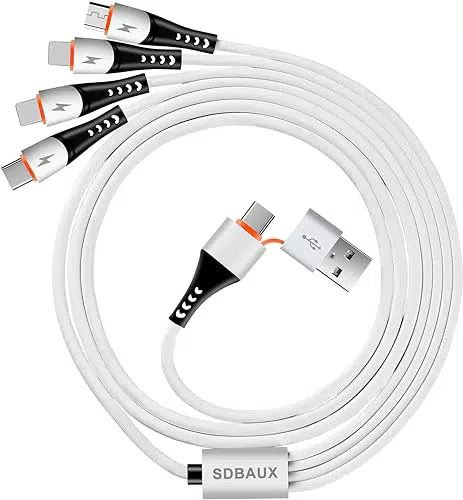 SDBAUX 3A Multi USB Ladekabel, 6 in 1 für iPhone, Samsung, Google und PS5