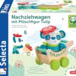 Selecta Nachziehwagen mit Plüschfigur Tulip – Schiebe- und Nachziehspielzeug aus Holz