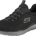 Skechers Herren Summits Sneaker, Black Mesh Charcoal Trim