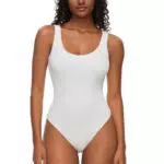 SLIMBELLE Damen Body Ärmellos U-Ausschnitt Elegant Sexy Kurzarmbody