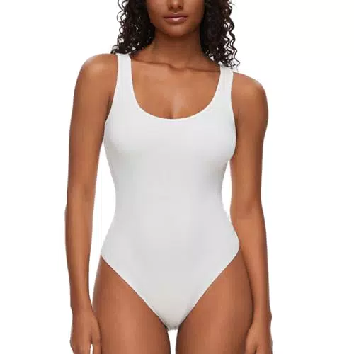 SLIMBELLE Damen Body Ärmellos U-Ausschnitt Elegant Sexy Kurzarmbody