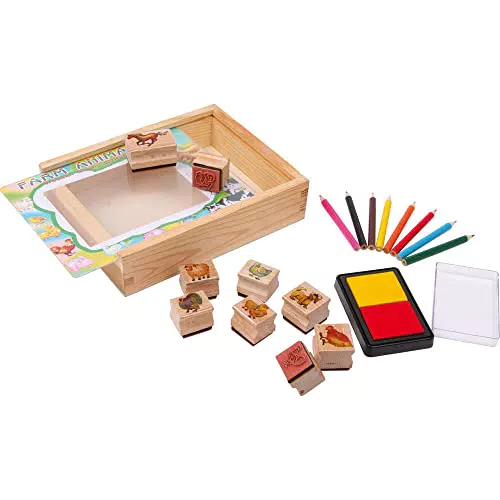 small foot Stempel Set Farmtiere mit Stempelkissen in Geschenkbox für Kinder ab 3 Jahren