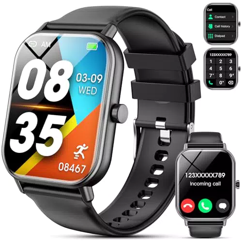 Smartwatch mit Bluetooth-Anrufen, 1,85 Zoll, IP68, SpO2, Herzfrequenzmesser