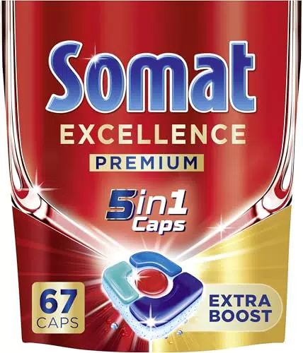 Somat Excellence Premium 5in1 Caps - Spülmaschinentabs mit Extra Boost für hartnäckige Reste