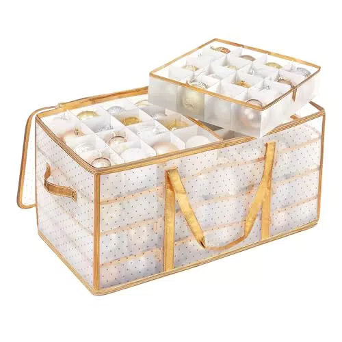 SONGMICS Aufbewahrungsbox für Weihnachtskugeln, 128 Fächer, Kunststoff, RFB029A01