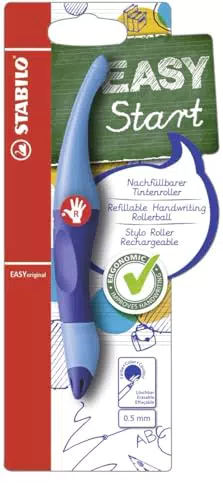 Ergonomischer Tintenroller für Rechtshänder - STABILO EASYoriginal in dunkel-/hellblau - Einzelstift - Schreibfarbe blau - inklusive Patrone