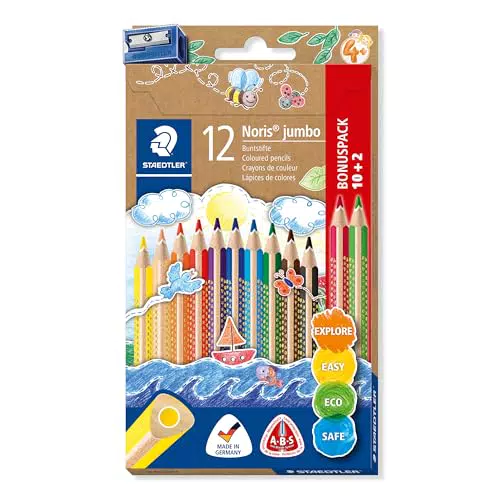 STAEDTLER Noris Jumbo Buntstifte mit hoher Bruchfestigkeit und Dreikantform